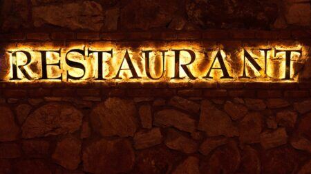 backlit Houston channel letter signs saying "restaurant"