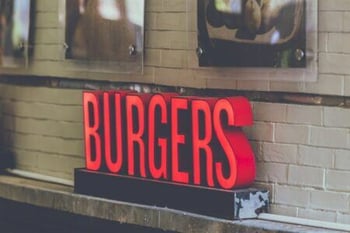 Houston channel letter signs saying "burgers" for restaurant