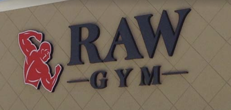Raw Gym sign. 
