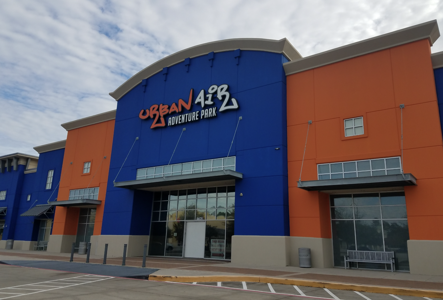 Exterior of Urban Air building with channel letter signs